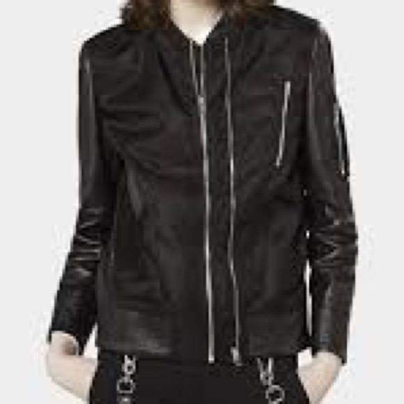 The Kooples Bomber w/ leather sleeves - Picture 1 of 3